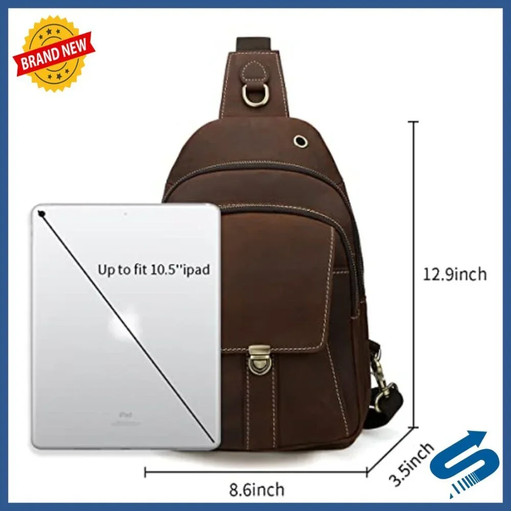 Vintage Genuine Leather Crossbody Sling Bag Fits 10.5